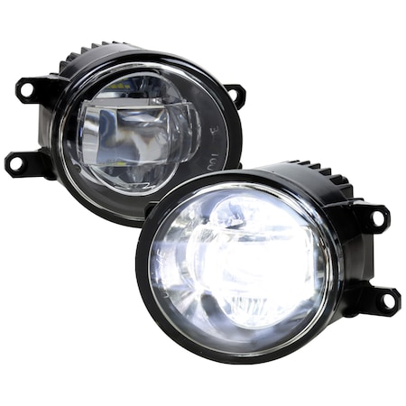 Spec-D Tuning All Toyota All Toyota Universal LED Fog Lights- Clear LF-TOY01CLED-HZ